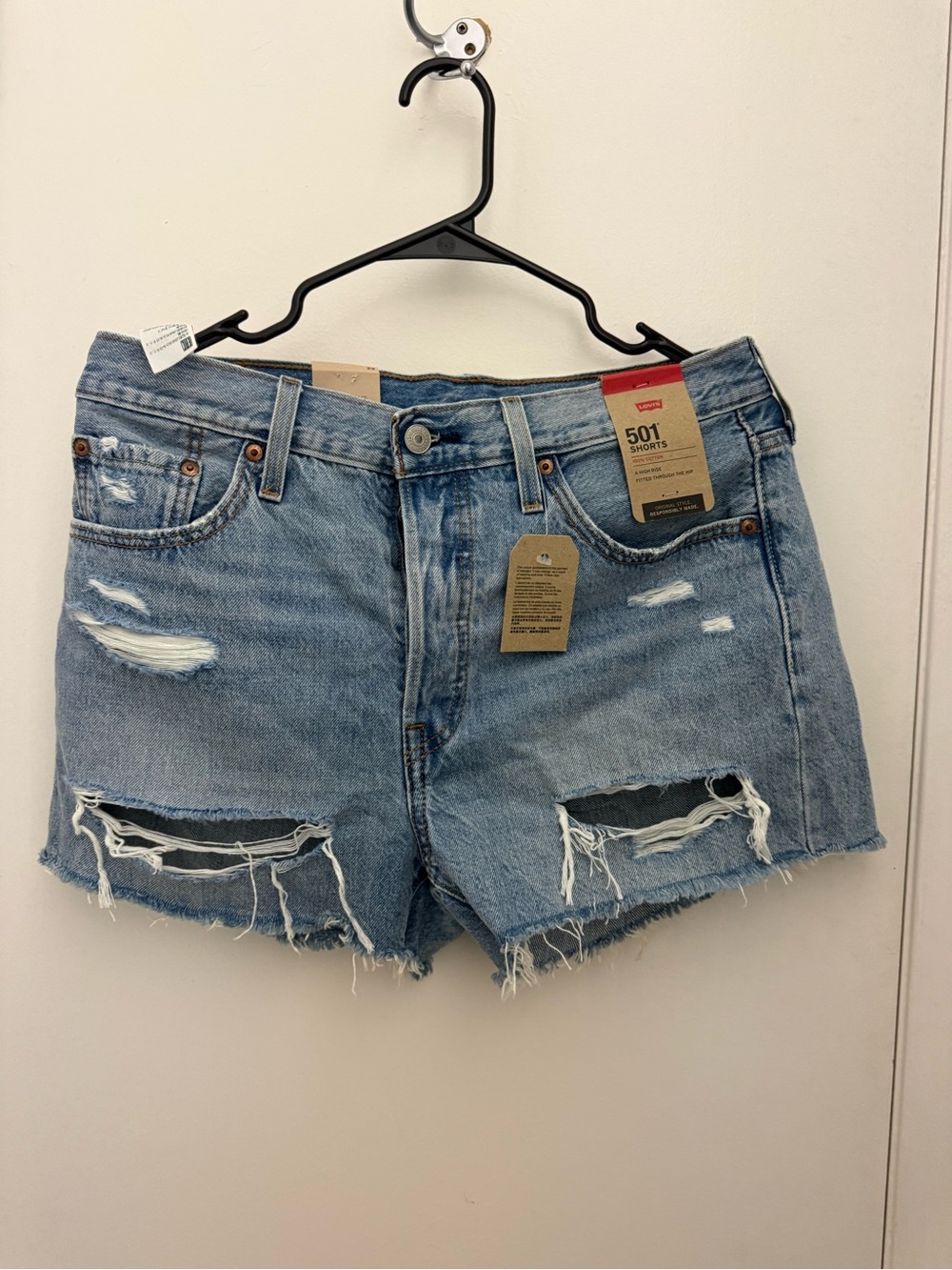 Levi's Light Blue Distressed Jean Shorts